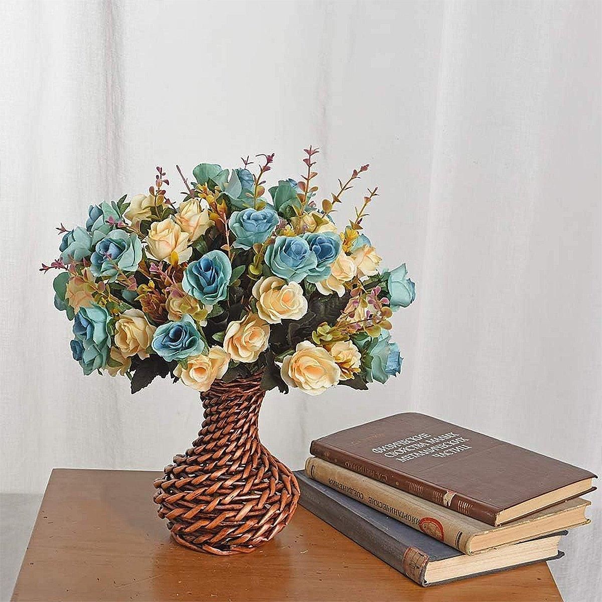 4pcs Artificial Flowers Home Decoration Floral Arrangement for Living Room Decor V528-FLOWER-LIGHT-BLUE-4PCS-839942