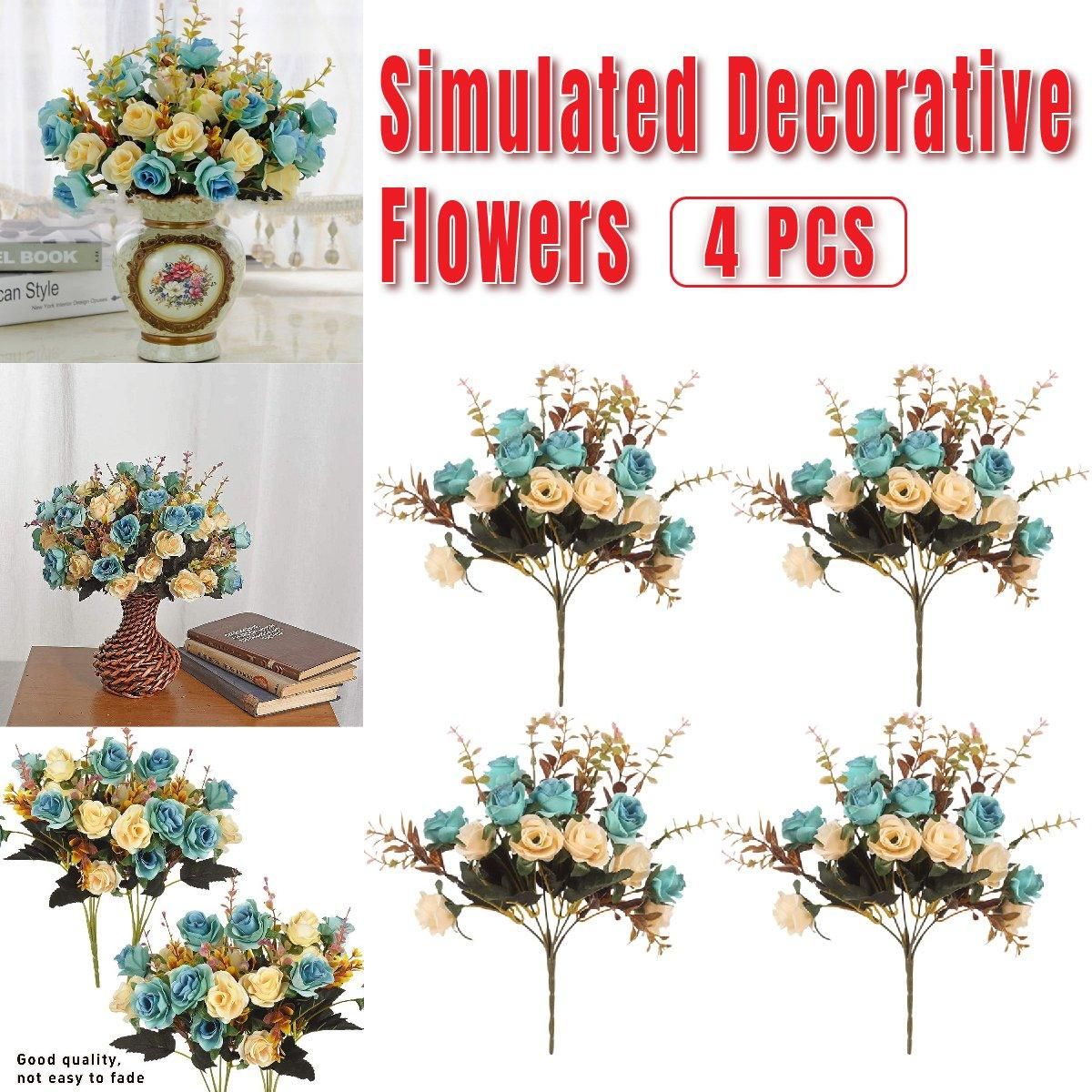 4pcs Artificial Flowers Home Decoration Floral Arrangement for Living Room Decor V528-FLOWER-LIGHT-BLUE-4PCS-839942