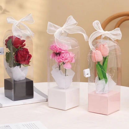 10pcs Bouquet Packaging Transparent PVC Flower Box Portable Floral Gift Boxes - Black V528-FLOWER-PACKING-10PCS-BLACK-949356