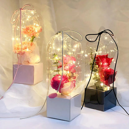 10pcs Bouquet Packaging Transparent PVC Flower Box Portable Floral Gift Boxes - White V528-FLOWER-PACKING-10PCS-WHITE-740940