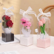 10pcs Bouquet Packaging Transparent PVC Flower Box Portable Floral Gift Boxes - White V528-FLOWER-PACKING-10PCS-WHITE-740940