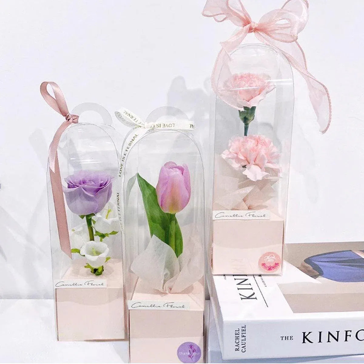 10pcs Bouquet Packaging Transparent PVC Flower Box Portable Floral Gift Boxes - White V528-FLOWER-PACKING-10PCS-WHITE-740940