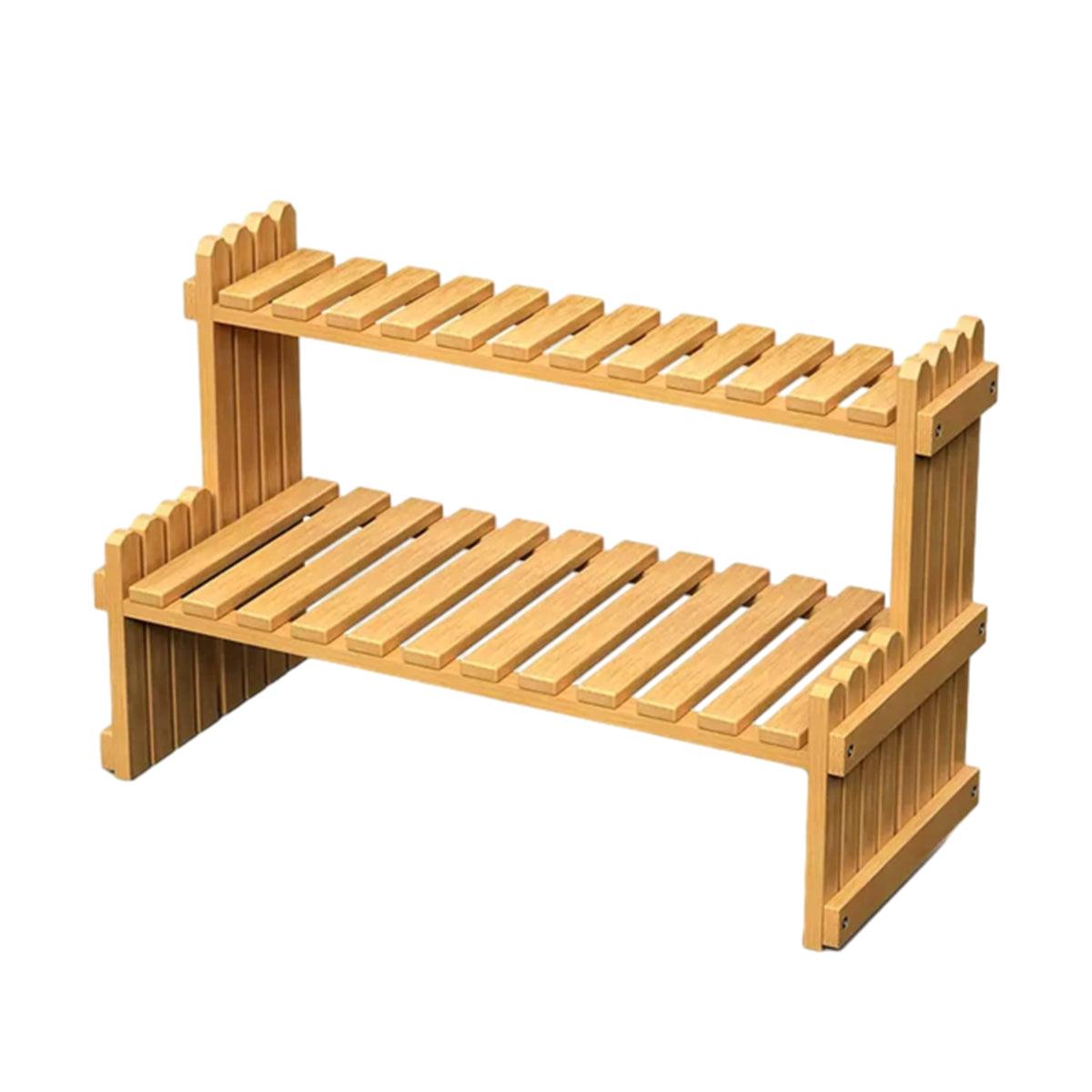 2 Tier Bamboo Plant Stand Flower Pot Rack Indoor Outdoor Patio Garden Shelf V528-FLOWER-SHELF-60-934112