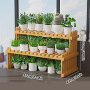 2 Tier Bamboo Plant Stand Flower Pot Rack Indoor Outdoor Patio Garden Shelf V528-FLOWER-SHELF-60-934112
