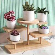 Multi-Tier Wooden Step Shelf Desktop Storage Organizer for Office and Home Use V528-FLOWER-STAND-467193