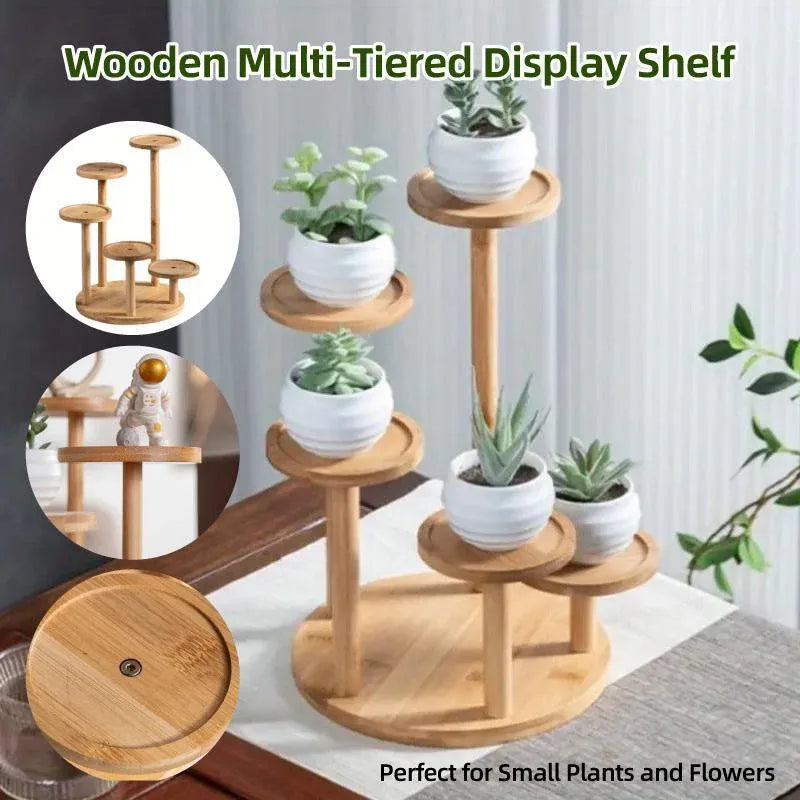 Round Tabletop Flower Stand Balcony Storage Shelf Display Rack Indoor Outdoor V528-FLOWER-STAND-5-888266