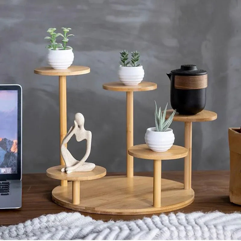 Round Tabletop Flower Stand Balcony Storage Shelf Display Rack Indoor Outdoor V528-FLOWER-STAND-5-888266