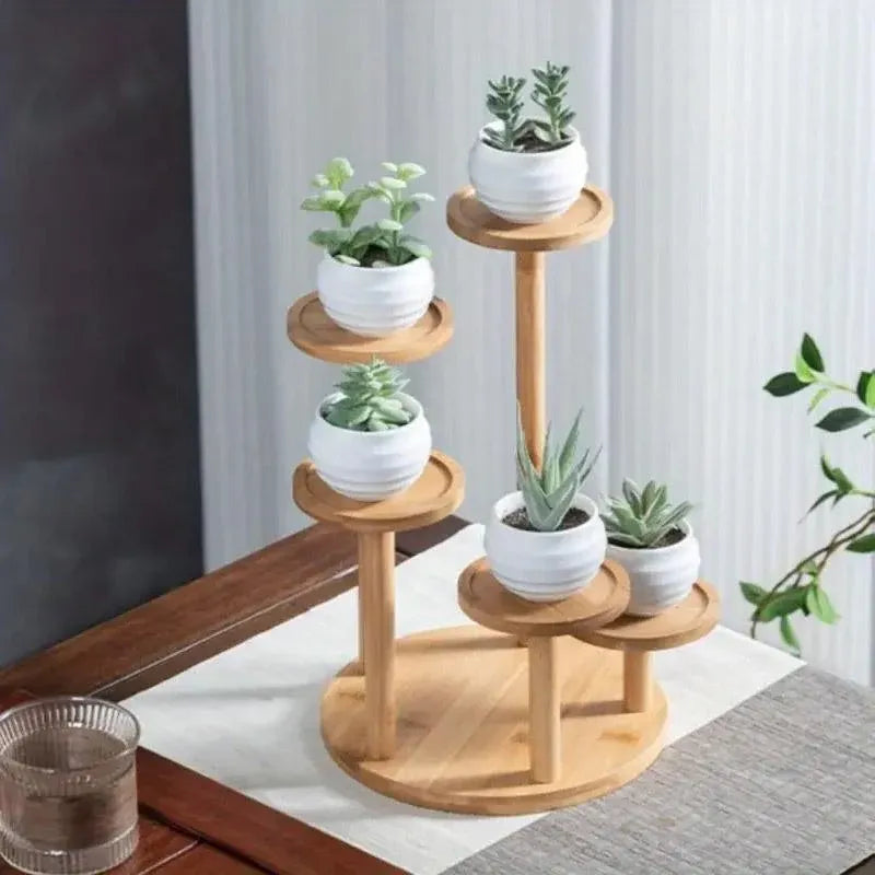 Round Tabletop Flower Stand Balcony Storage Shelf Display Rack Indoor Outdoor V528-FLOWER-STAND-5-888266