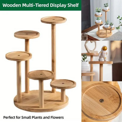 Round Tabletop Flower Stand Balcony Storage Shelf Display Rack Indoor Outdoor V528-FLOWER-STAND-5-888266