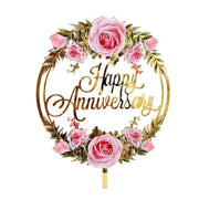 Happy Birthday Anniversary Wedding Cake Flowers Topper Acrylic Party Decorations - NO.01 V528-FLOWER-TOPPERNO1