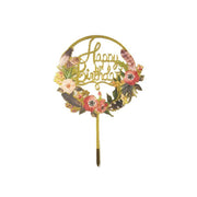 Happy Birthday Anniversary Wedding Cake Flowers Topper Acrylic Party Decorations - NO.02 V528-FLOWER-TOPPERNO2