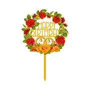 Happy Birthday Anniversary Wedding Cake Flowers Topper Acrylic Party Decorations - NO.02 V528-FLOWER-TOPPERNO2