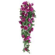 2PCS Artificial Rose Flower Garland Hanging Vine Home Wall Decor Fake Rattan - Red V528-FLOWER-VINE-2PCS-RED-125381