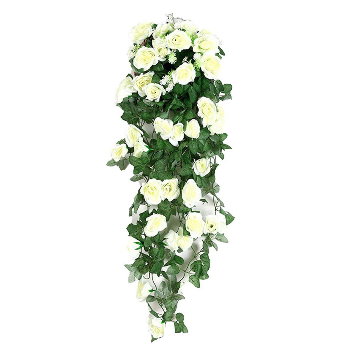 2PCS Artificial Rose Flower Garland Hanging Vine Home Wall Decor Fake Rattan - Red V528-FLOWER-VINE-2PCS-RED-125381