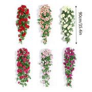 2PCS Artificial Rose Flower Garland Hanging Vine Home Wall Decor Fake Rattan - Rose Red V528-FLOWER-VINE-2PCS-ROSE-RED-769050