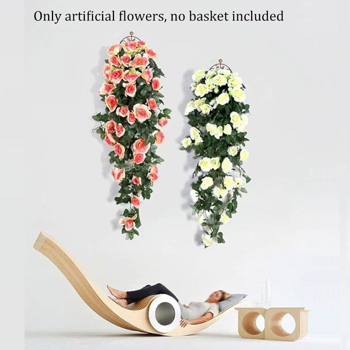 2PCS Artificial Rose Flower Garland Hanging Vine Home Wall Decor Fake Rattan - Rose Red V528-FLOWER-VINE-2PCS-ROSE-RED-769050
