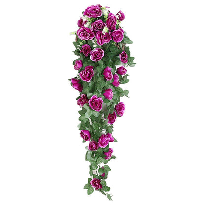 2PCS Artificial Rose Flower Garland Hanging Vine Home Wall Decor Fake Rattan - Rose Red V528-FLOWER-VINE-2PCS-ROSE-RED-769050