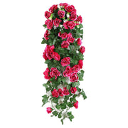 2PCS Artificial Rose Flower Garland Hanging Vine Home Wall Decor Fake Rattan - Rose Red V528-FLOWER-VINE-2PCS-ROSE-RED-769050