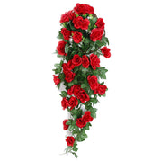 2PCS Artificial Rose Flower Garland Hanging Vine Home Wall Decor Fake Rattan - Rose Red V528-FLOWER-VINE-2PCS-ROSE-RED-769050
