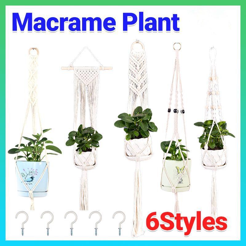Macrame Plant Flower Pot Holder Hanger Hanging Planter Basket Hemp Rope Braided - #11 V528-FLOWERHOLDER-STYLE11-973065