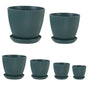 6PCS Simple Plastic Round Plant Pots Vertical Stripes Flower Pot Green Gardening - Green V528-FLOWERPOT-6PCS-GREEN-305896