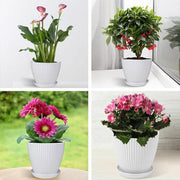 6PCS Simple Plastic Round Plant Pots Vertical Stripes Flower Pot Green Gardening - Green V528-FLOWERPOT-6PCS-GREEN-305896