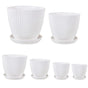 6PCS Simple Plastic Round Plant Pots Vertical Stripes Flower Pot Green Gardening - White V528-FLOWERPOT-6PCS-WHITE-190103