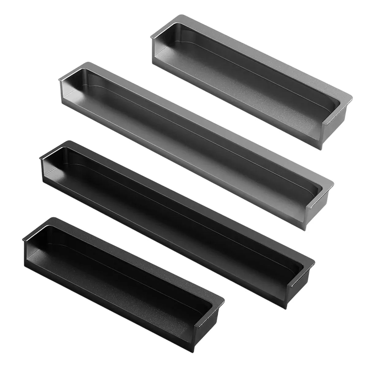 Hidden Recessed Cabinet Handle 120mm 200mm Slotted Drawer Door Pull Furniture - Black-120mm V528-FLUSH-HANDLE-BLACK-120-930426