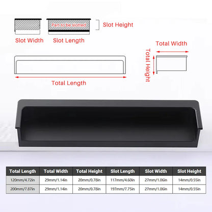 Hidden Recessed Cabinet Handle 120mm 200mm Slotted Drawer Door Pull Furniture - Grey-200mm V528-FLUSH-HANDLE-GREY-200-847574