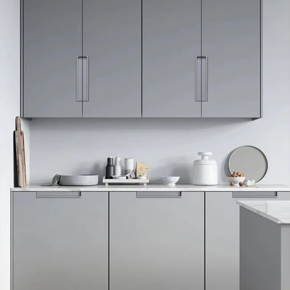 Hidden Recessed Cabinet Handle 120mm 200mm Slotted Drawer Door Pull Furniture - Grey-200mm V528-FLUSH-HANDLE-GREY-200-847574