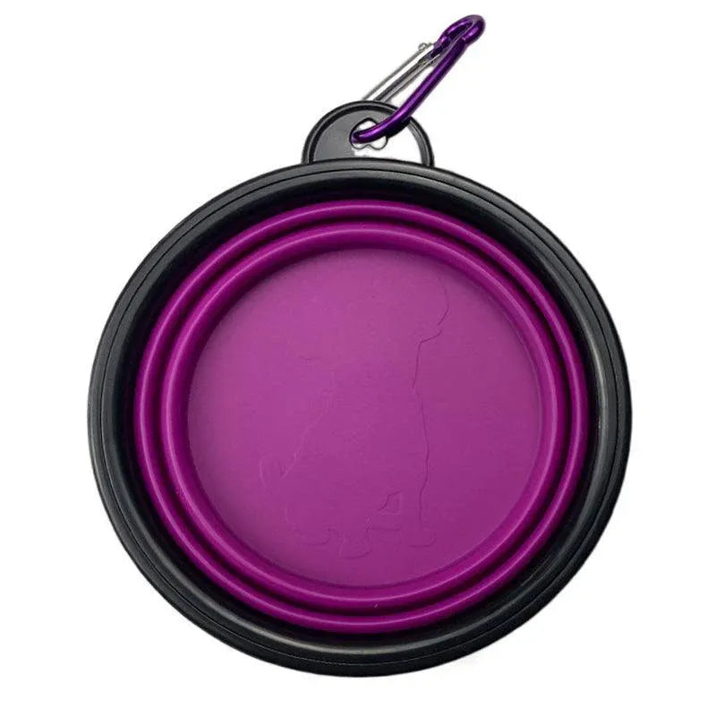 Collapsible Silicone Pet Bowl for Cat Dog Portable Food and Water Feeder - Purple V528-FOLDABLEPETBOWL-PURPLE-793906