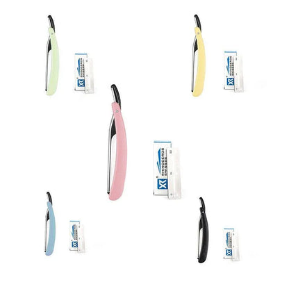 Old Shaver Razor Eyebrow Knife Folding Manual Shaver Holder Home Salon Tool Au - Blue+10PCS Blades V528-FOLDABLERAZOR-BLUE-334597