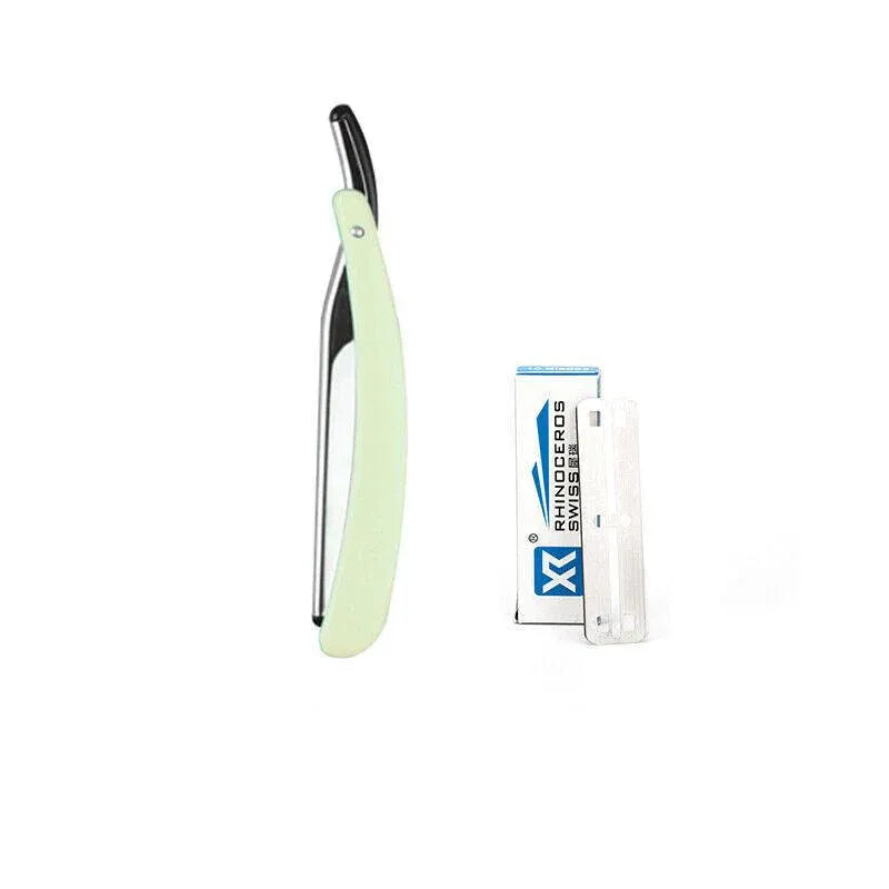 Old Shaver Razor Eyebrow Knife Folding Manual Shaver Holder Home Salon Tool Au - Green+10PCS Blades V528-FOLDABLERAZOR-GREEN-185460
