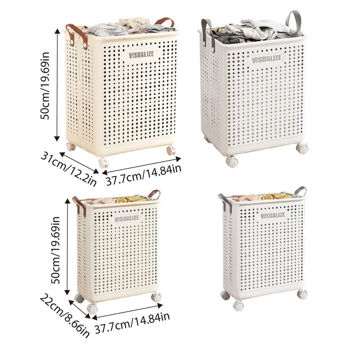 Folding Portable Laundry Basket Multifunctional Storage for Bathroom Household - M-Beige V528-FOLDING-BASKET-M-BEIGE-368480