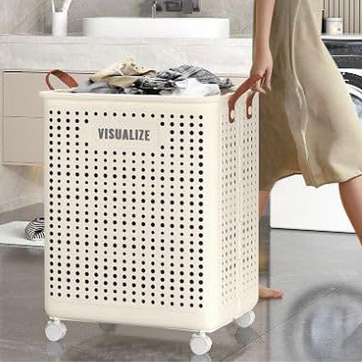 Folding Portable Laundry Basket Multifunctional Storage for Bathroom Household - M-Beige V528-FOLDING-BASKET-M-BEIGE-368480