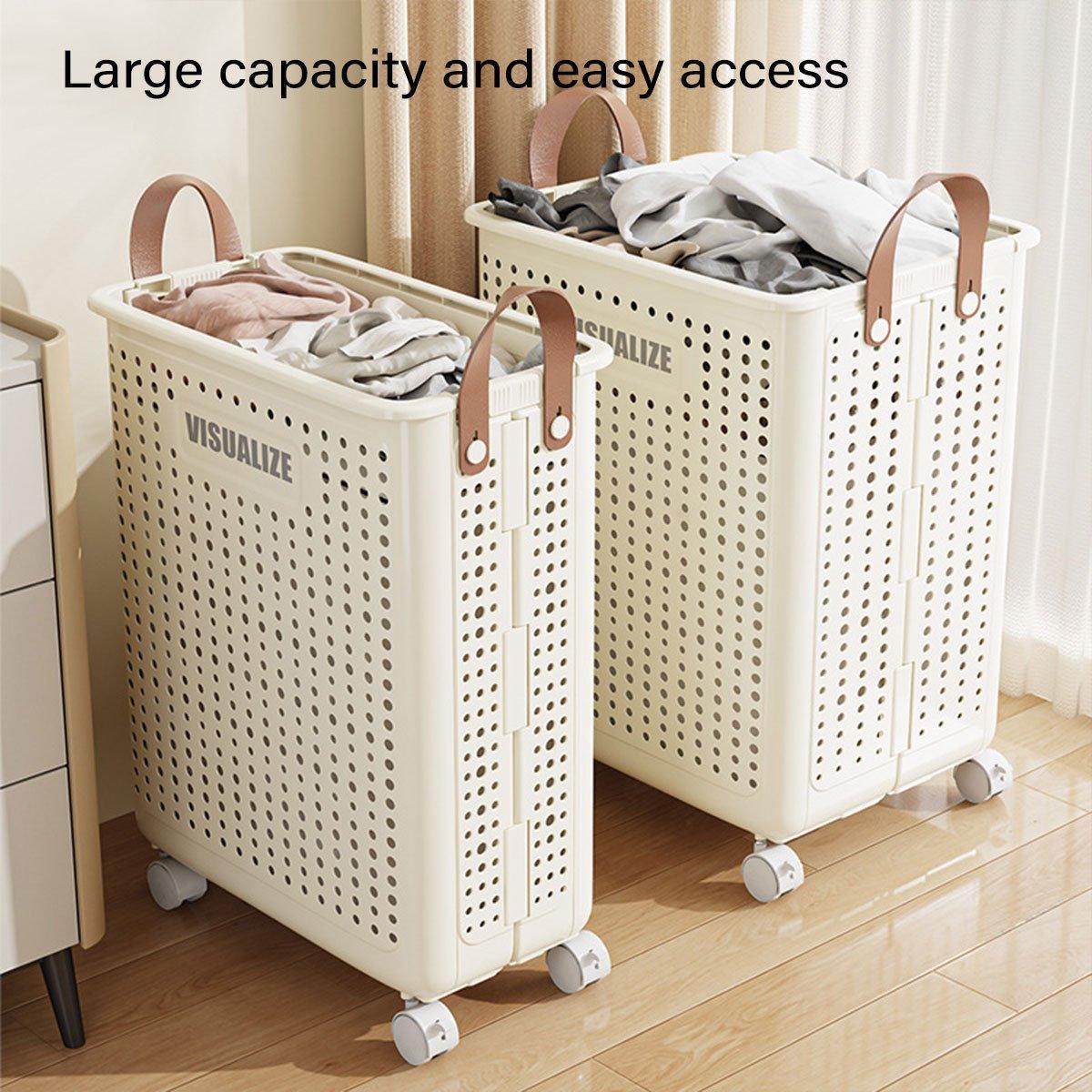 Folding Portable Laundry Basket Multifunctional Storage for Bathroom Household - M-Beige V528-FOLDING-BASKET-M-BEIGE-368480