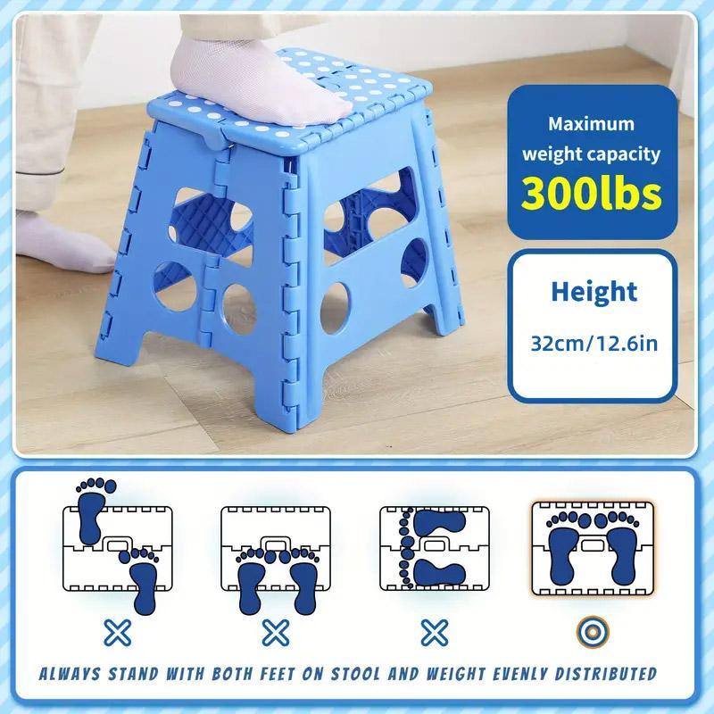 Portable Folding Plastic Stool Lightweight Collapsible Chair for Outdoor Travel - Blue V528-FOLDING-BLUE-250266
