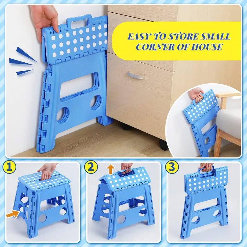 Portable Folding Plastic Stool Lightweight Collapsible Chair for Outdoor Travel - Blue V528-FOLDING-BLUE-250266