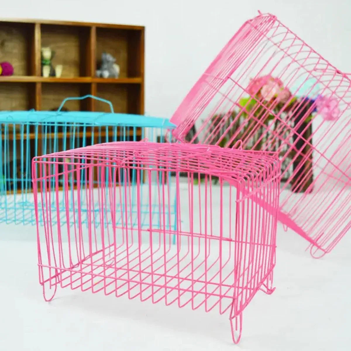 Small Bird Transport Collapsible Cage Travel Pet Carrier Portable Folding Cage - L V528-FOLDING-CAGE-L-10PCS-730538