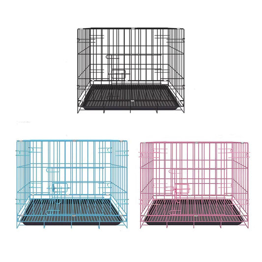 Metal Dog Crate Pet Cage with Divider for Puppies Cats Kennel Indoor Pet House - Small-Pink V528-FOLDING-CAGE-PINK-500X-271258