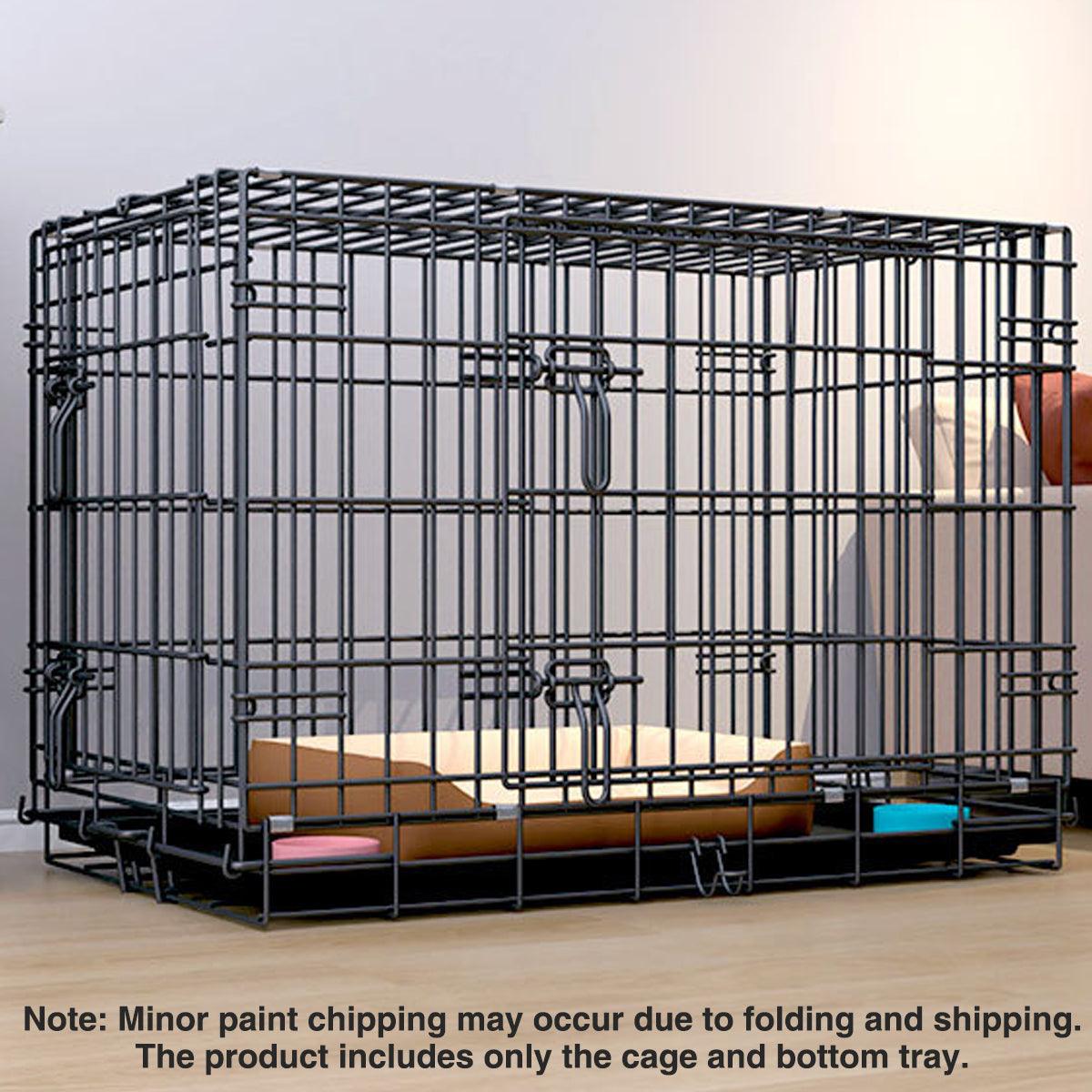 Metal Dog Crate Pet Cage with Divider for Puppies Cats Kennel Indoor Pet House - Small-Pink