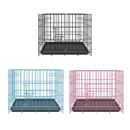 Metal Dog Crate Pet Cage with Divider for Puppies Cats Kennel Indoor Pet House - Large-Pink V528-FOLDING-CAGE-PINK-600A-593051
