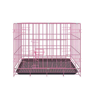 Metal Dog Crate Pet Cage with Divider for Puppies Cats Kennel Indoor Pet House - Large-Pink