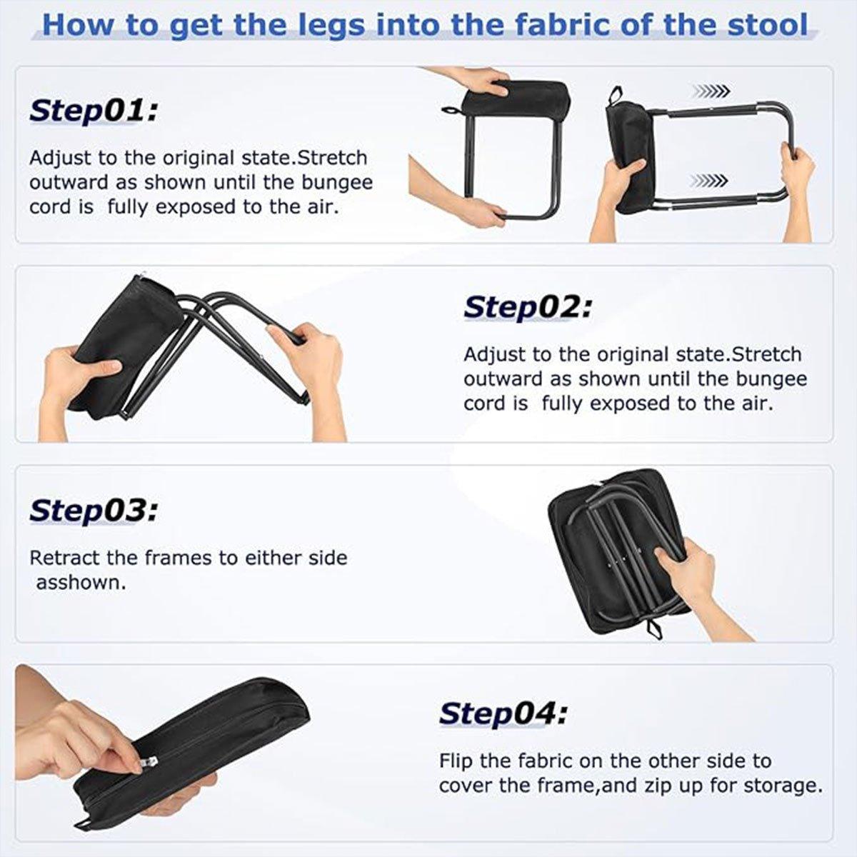 Portable Folding Camping Chair Handbag Stool Lightweight Outdoor Folding Tools - Khaki V528-FOLDING-CHAIRS-KHAKI-890909