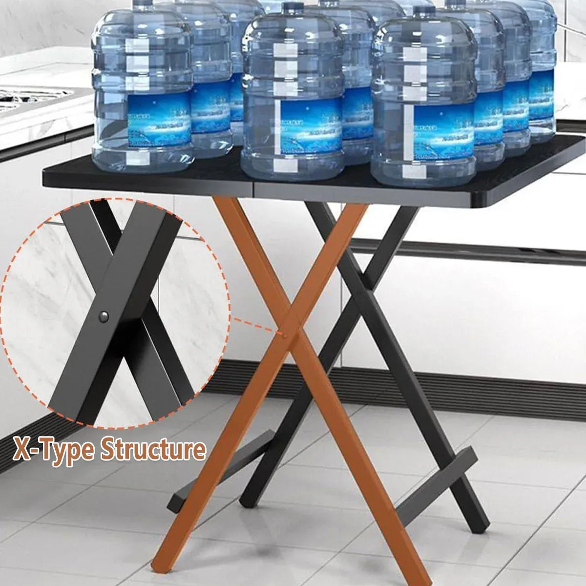 Folding Dining Table Model Portable Simple Household Table Compact Space Saving V528-FOLDING-TABLE-BLACK-834958