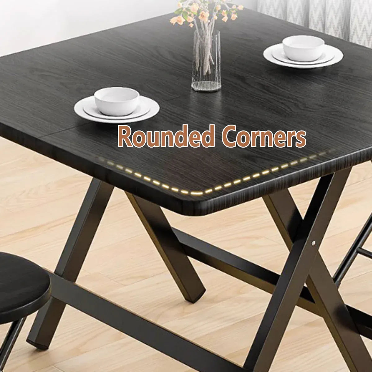 Folding Dining Table Model Portable Simple Household Table Compact Space Saving V528-FOLDING-TABLE-BLACK-834958