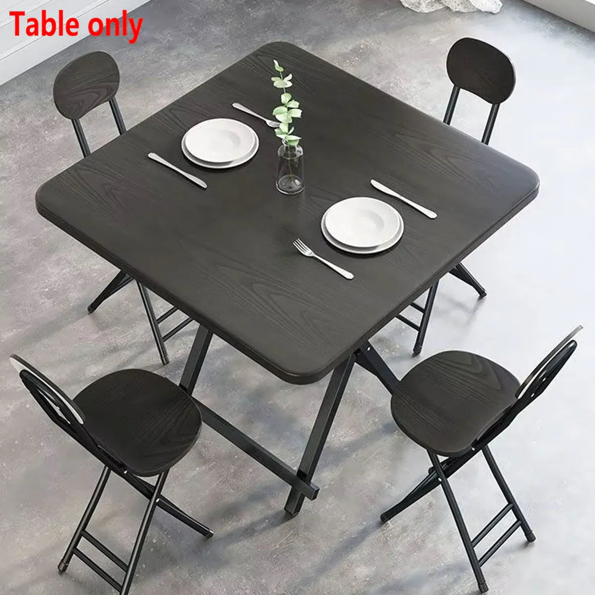 Folding Dining Table Model Portable Simple Household Table Compact Space Saving V528-FOLDING-TABLE-BLACK-834958