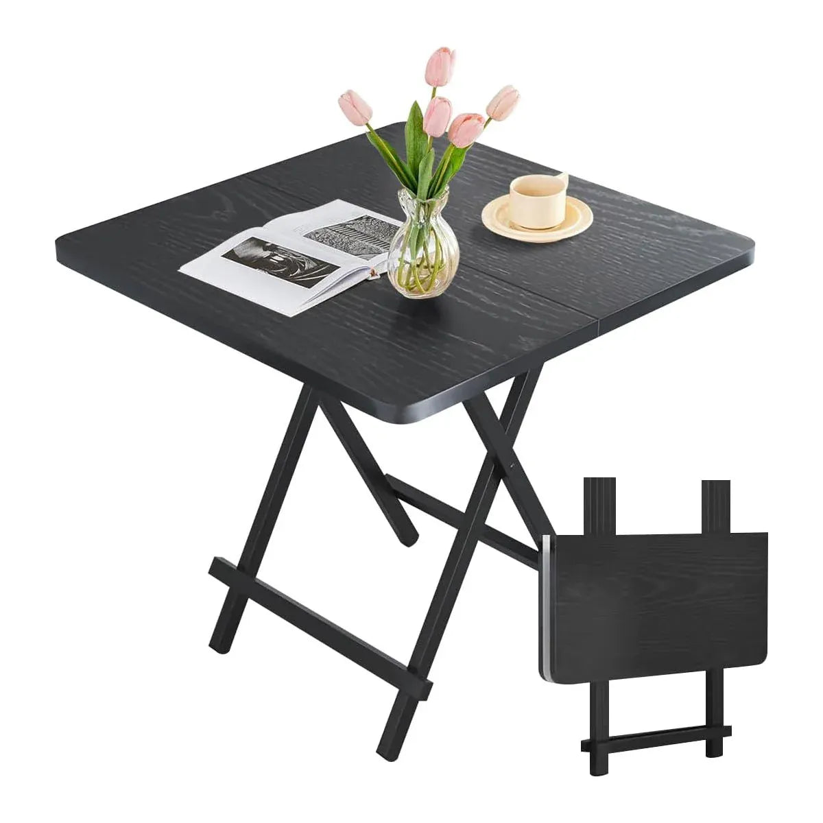 Folding Dining Table Model Portable Simple Household Table Compact Space Saving V528-FOLDING-TABLE-BLACK-834958