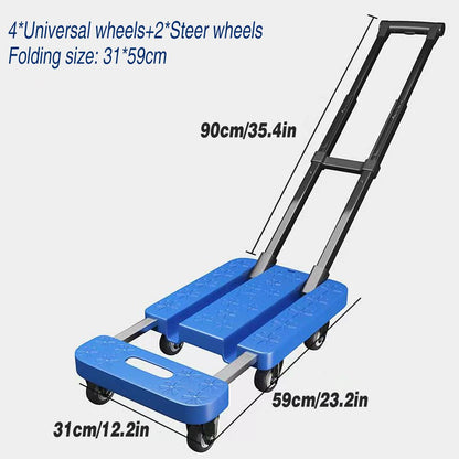 Folding Platform Trolley Heavy Duty Hand Truck Foldable Cart Push Dolly Movin V528-FOLDING-TRAILER-BLUE-815974
