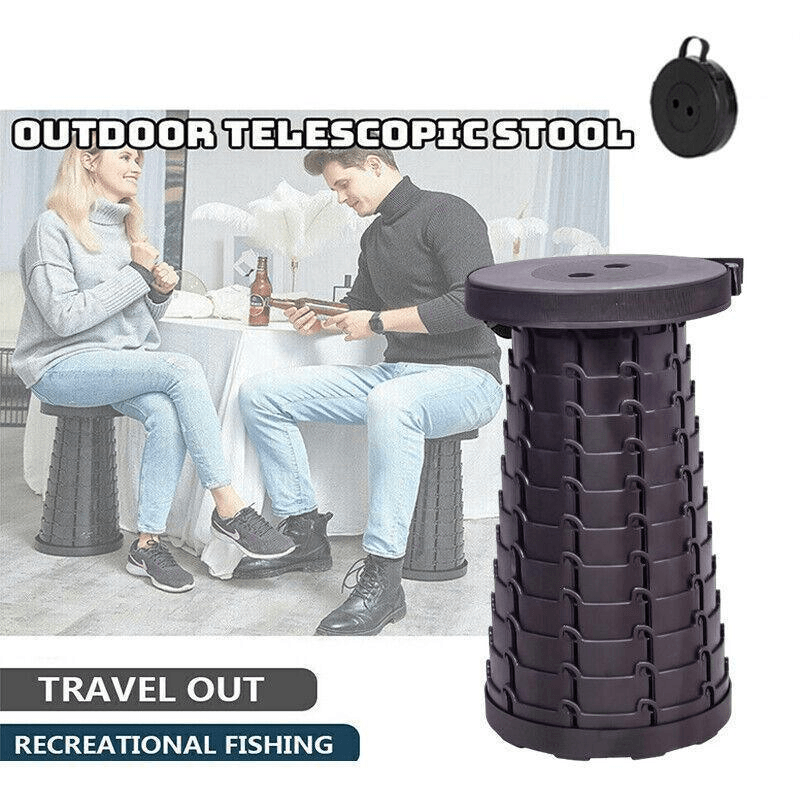 Folding Stool Seat Portable Retractable Telescopic Camping Fishing Travel Chair V528-FOLDINGSTOOL-BLACK-745210